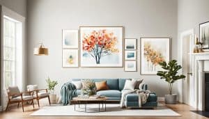 Art Hanging in Room with 10-Foot Ceilings