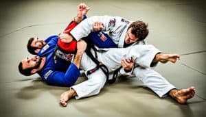Brazilian Jiu-Jitsu practitioners demonstrating ground grappling